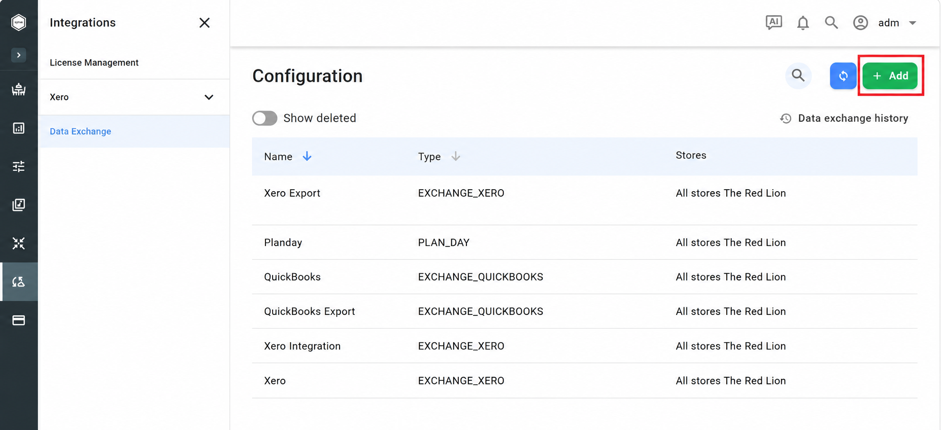 Data Exchange configurations