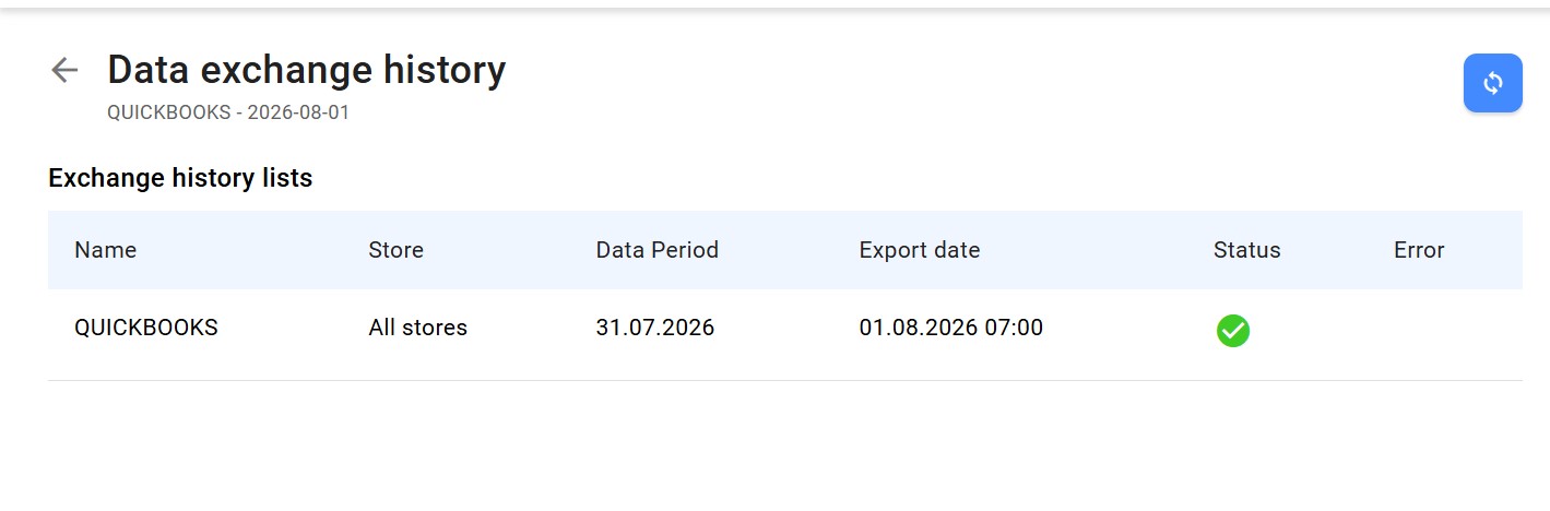Pomyślny status eksportu QuickBooks