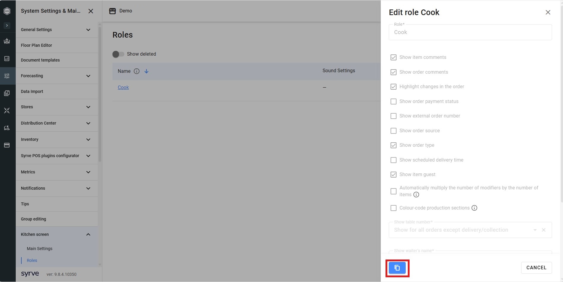 Default Kitchen Display configuration