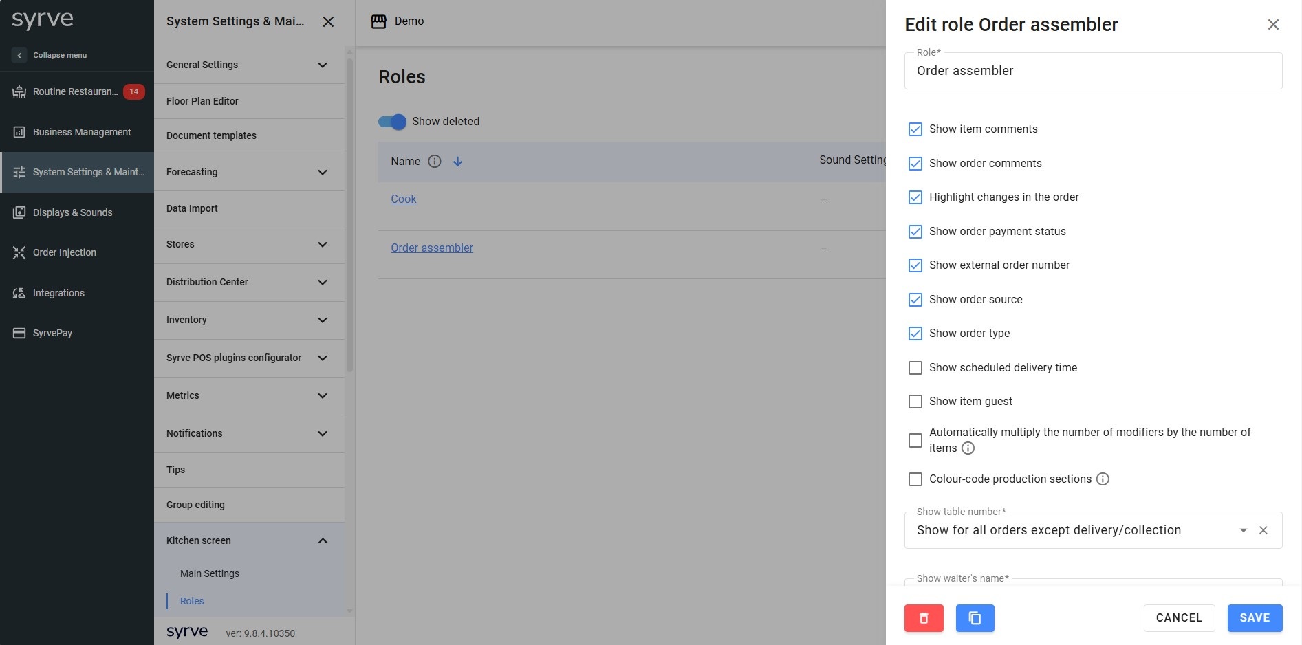 Example expediter role settings