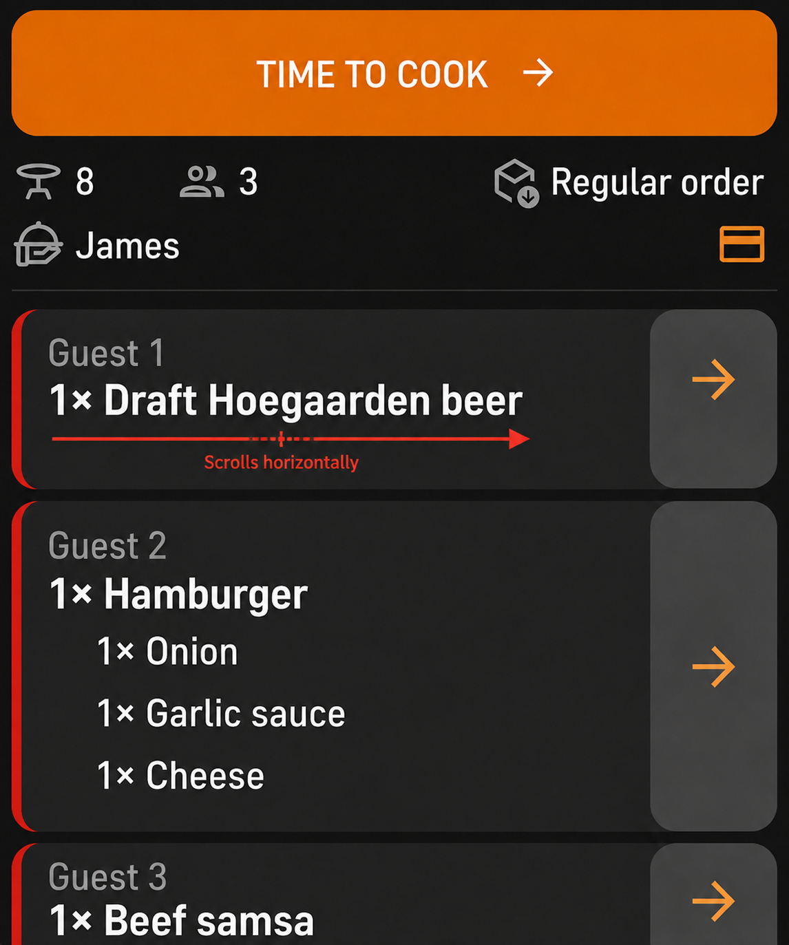 Scrolling a long item name