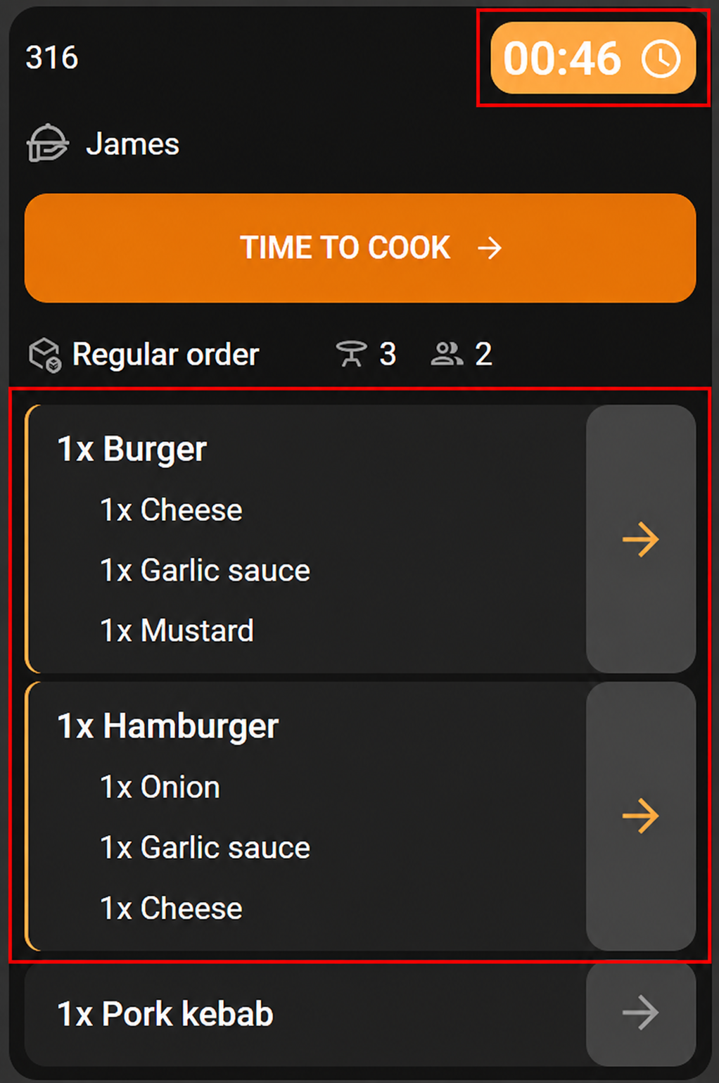 Cooking timer with less than one minute remaining