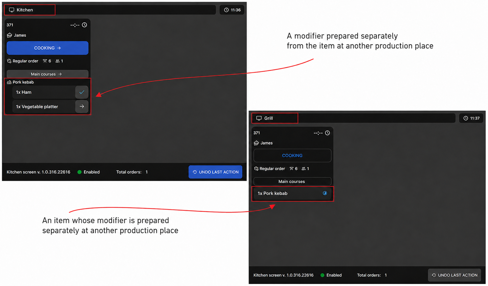 Modifier prepared in a different place